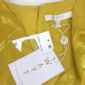 WAYF Yellow Gold Snake Print Long Sleeve Mini Dress Ruched Low Cut Large New‎ thumbnail 5
