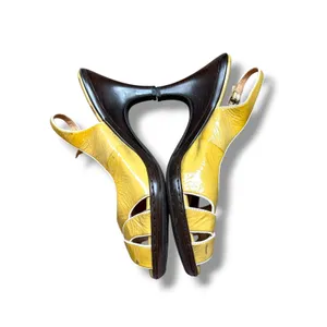 Sofft Slingback Heels Womens 10 Mustard Yellow Patent Leather Peep Toe Pumps thumbnail 6