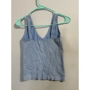 Aura Ribbed Stretch‎ XL/XXL Cropped Tank Top for Yoga Workout Blue thumbnail 3