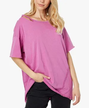 We The Free New Fuchsia Dani Tee Size Medium Distressed Oversized Tunic thumbnail 1