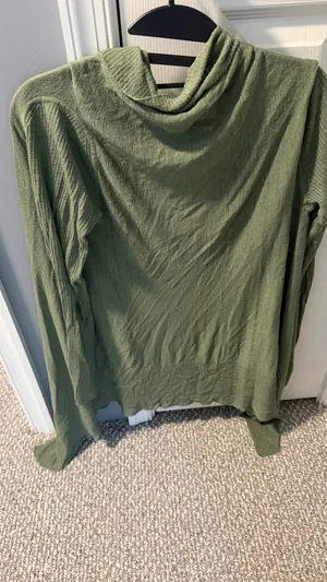 Olive Green Open-Front Talbots petite small Cardigan Sweater runs large thumbnail 5
