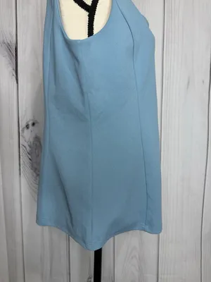 Ann Taylor Tank Top Womens Sz Large Blue Square Neck Sleeveless thumbnail 6