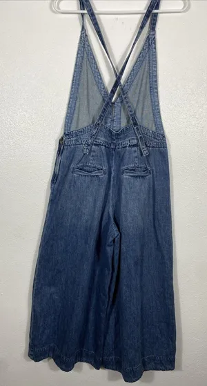 Free People We The Free Rambler Denim Wide Leg Overalls Jumpsuit Size 4W thumbnail 1