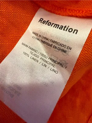 Reformation Midi Cassette 100% Linen Open Back Dress – Flame Orange Size 10 thumbnail 4