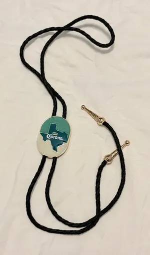 Corona Extra Texas Bolo Tie Beer Western Black Braided Cord Gold Tone thumbnail 1