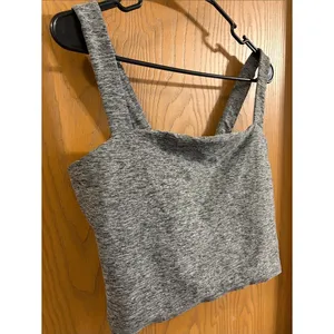 Vuori Women's Heather Gray Elevation Square Neck Crop Tank Top XL thumbnail 2