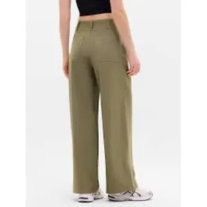 GAP Wide-Leg Khakis Women 2P Olive Green Excellent High‎ Rise Stretch Cotton thumbnail 7