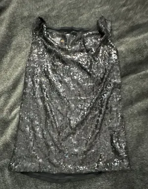 White House Black Market Sequin Top Size M Gray Sleeveless Sparkle thumbnail 1