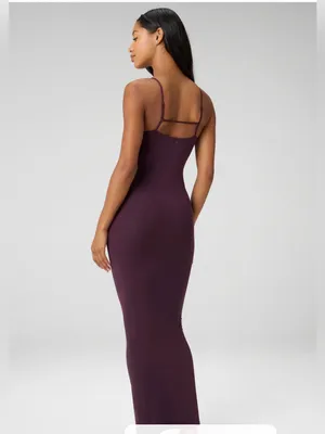 Fabletics Strappy Seamless Maxi Dress Small Oxblood Burgundy Bodycon Minimal thumbnail 2