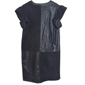 THML Black Faux Leather Dress with Ruffle Sleeves Size Medium thumbnail 2