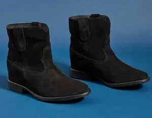 Anthropologie Hidden Heel Black Suede Ankle Boots thumbnail 1