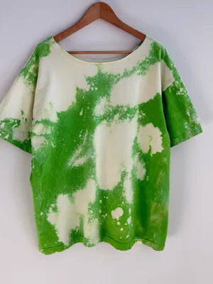 Bleached grunge off the shoulder tee Green Size XL thumbnail 1