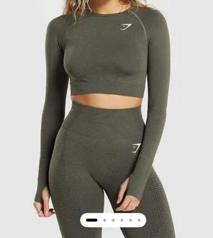 Gymshark NWOT Vital seamless crop 2.0 top in baked maroon marble ( discontinued) thumbnail 4