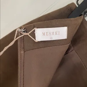 MESHKI Hayes Faux Vegan Suede Midi Maxi Skirt in Chocolate Brown Size XS NWT thumbnail 10