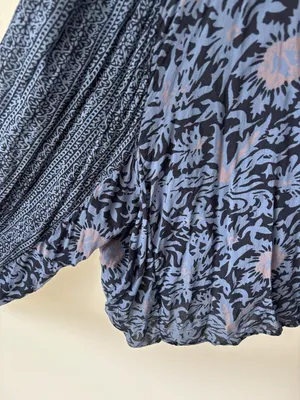 Free People Blue Floral Tie Front Cardigan Ballon Sleeve Boho Peasant Multiprint thumbnail 8