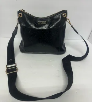 GUESS Black Embossed Logo Crossbody with Gold Hardware thumbnail 1