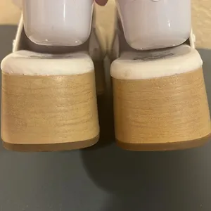 Sam & Libby Indie White Platform Sandals Chunky 90s Y2K Wood Wedge 6 thumbnail 7