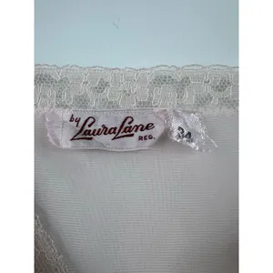 Vintage Laura Lane Light Pink Sheer Slip Dress Lingerie Nightgown w Lace 34/XS thumbnail 6