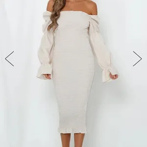 REVOLVE SNDYS‎ Gingham Courtney Dress in Cream Size 8 Smocked Midi thumbnail 2
