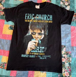 Eric Church The Blood, Sweat & Beers Tour 2012 Woman’s S Black T-Shirt Adult S/P thumbnail 1