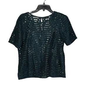 Ann Taylor Lace Top Blouse Size Small Green SS Womens Nylon Polyester Cotton‎ thumbnail 1