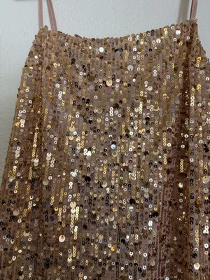 Free People NWT Midnight Kiss Mini Slip Dress in Gold Combo thumbnail 7