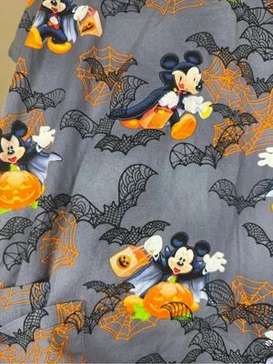 Disney Vampire Mickey Halloween Scrub Top XL Drawstring Waist Three Pocket thumbnail 6