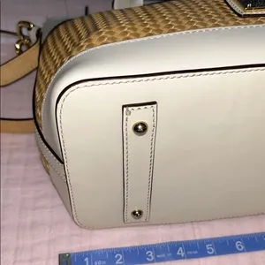 Dooney & Bourke Cream Leather and Tan Woven Structured 2 Way Satchel thumbnail 14