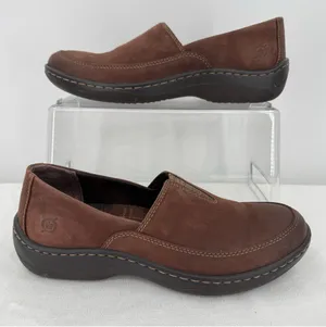Born Brown Loafers Genuine Leather Slip On Hand Crafted Cushioned Comfort Sz 7M thumbnail 1