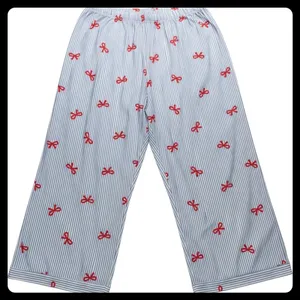 Unbranded Pajama Set Women 4X Blue Red Striped Bow Print Sleepwear Loungewear thumbnail 8