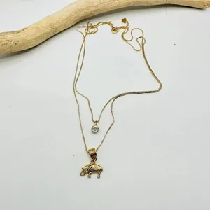 Elephant Layered Gold Necklace Ray Jewelry thumbnail 2