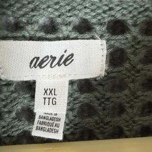 Aerie Size-XXL Womens Sweater Oversized Green Crochet Long Sleeve thumbnail 4