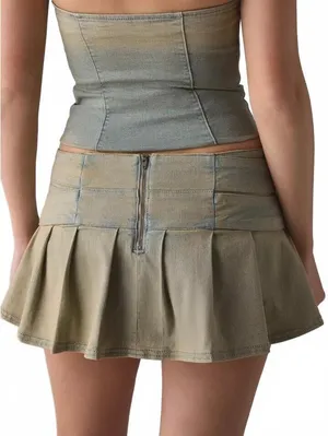 Urban Outfitters BDG Double Trouble Belted Denim Micro Mini Skort NWT Gasolina Large thumbnail 3