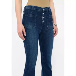 FRAME NWT Womens Size 29 29x27 Blue Le Bardot Cropped High-Rise Flared Jeans NEW thumbnail 5