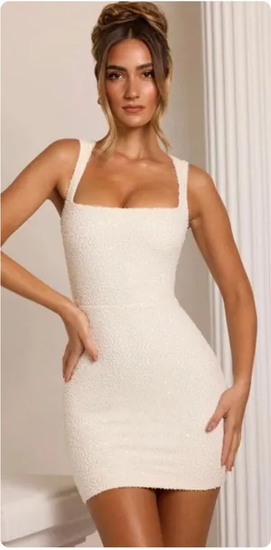 Oh Polly Alsace Embellished Square Neck Mini White size 4 New thumbnail 1