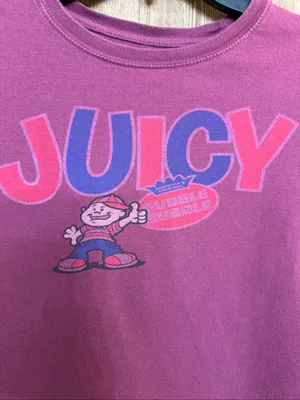 Dubble Bubble Women’s XXL Juicy Graphic T-Shirt Burgundy Retro Candy Tee(9345) thumbnail 2