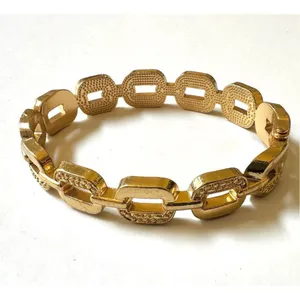 Gold tone link hinged bracelet thumbnail 3