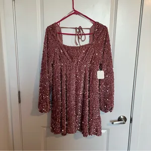 NEW Altar’d State Pink Sequin Holiday Dress Plus Size Medium NWT thumbnail 4