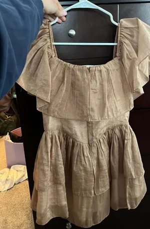 Sunkissed Gold/tan ruffle romper thumbnail 1