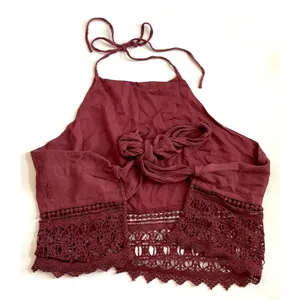 American Eagle Festival Wear Boho Hippie Halter Tie Top Mauve Pink Size Large thumbnail 2