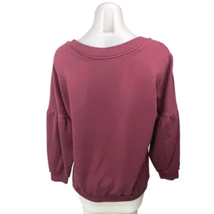 Free People Women's Purple Red Balloon Sleeve Pullover Sweatshirt Sweater Top XS thumbnail 2