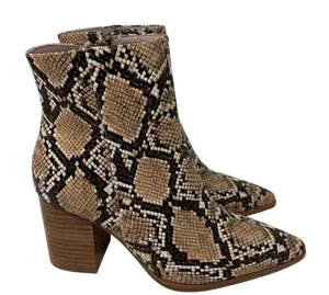 Raye Revolve Merit Size 6.5 High Heel Bootie‎ Natural Snake Skin Embossed thumbnail 1