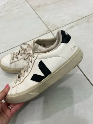 VEJA White / Black Campo Low Top Sneakers Size 9 US $175 thumbnail 2