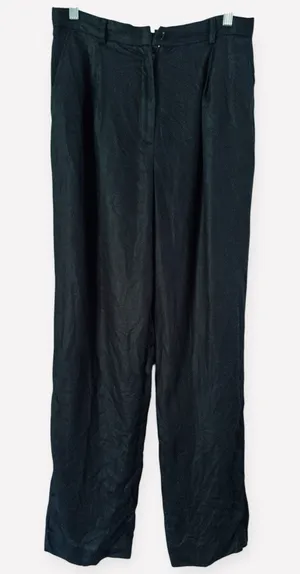 Ralph Lauren Black 100% Linen Pleated Straight Leg Lined Pants Women’s Size 10 thumbnail 1