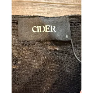 Cider Black Sheer Floral Lace Tie Front Long Bell Sleeve Festival Top Small thumbnail 5