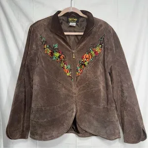 Bob Mackie Suede Wearable Art Jacket Embroidered thumbnail 1