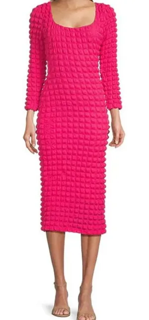 NEW Antonio Melani pink bubble smocked body con dress thumbnail 1