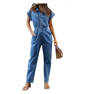 FREE PEOPLE Marci Denim Jumpsuit in Wash Sapphire Blue Size Large thumbnail 2