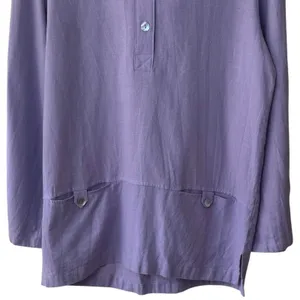 Vintage Two Potato 100% Linen Purple Hooded Pullover Coastal Resort Travel‎ M thumbnail 4