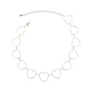 Silver Heart Chain Belt Women's Adjustable Skinny Waist Accessory thumbnail 7